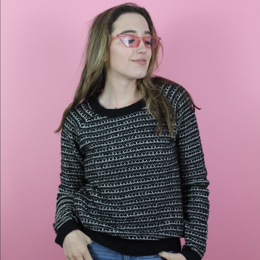 Black + White Patterned Sweater